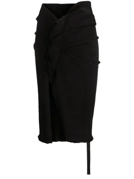 Rick Owens DRKSHDW джинсовая юбка миди с запахом, черный