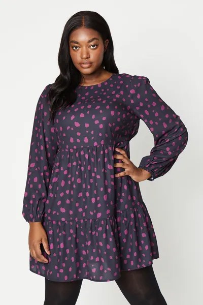 Многоуровневое мини-платье Curve Spot с длинными рукавами Dorothy Perkins, черный