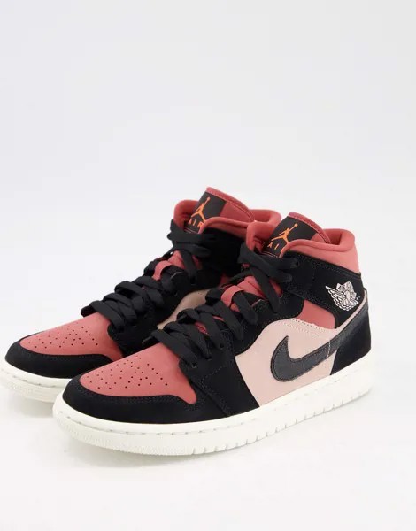 Кроссовки черного и розово-рыжего цветов Air Jordan 1-Черный цвет