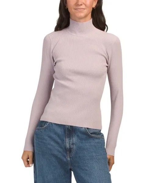 Матовый свитер с высоким воротником в рубчик Ty Halston, цвет Light Plum