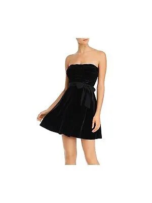 AQUA Женское черное бархатное короткое платье без бретелек + расклешенное вечернее платье Размер: L