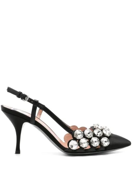 Moschino атласные туфли с кристаллами, черный