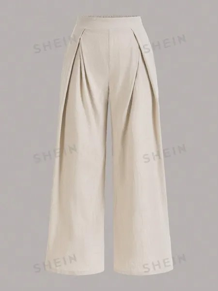 EZwear Plus Простые широкие брюки Shein, абрикосовый