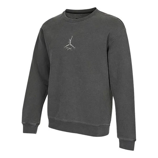 Толстовка Men's Air Jordan As J Flt Hrtg Flc Crew Embroidered Logo Sports Solid Color Knit Pullover Round Neck Autumn Gray, мультиколор