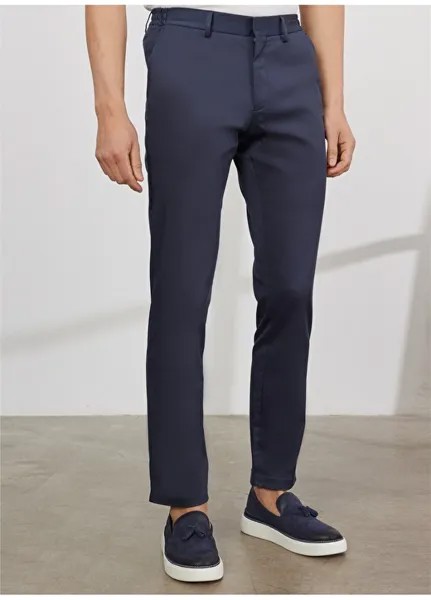 Мужские брюки узкого кроя цвета индиго с нормальной талией Altınyıldız Classic