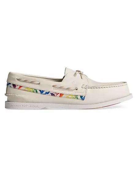 Подлинные оригинальные кожаные топсайдеры Pride с двумя люверсами Sperry, белый