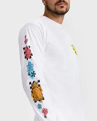 Мужская футболка Vans X SpongeBob Airbrush LS Lifestyle, белая, черная, спортивная, топ