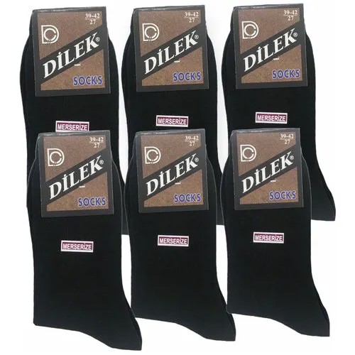 Мужские носки DILEK Socks, 6 пар, классические, на 23 февраля, антибактериальные свойства, ослабленная резинка, быстросохнущие, размер 39-41, черный