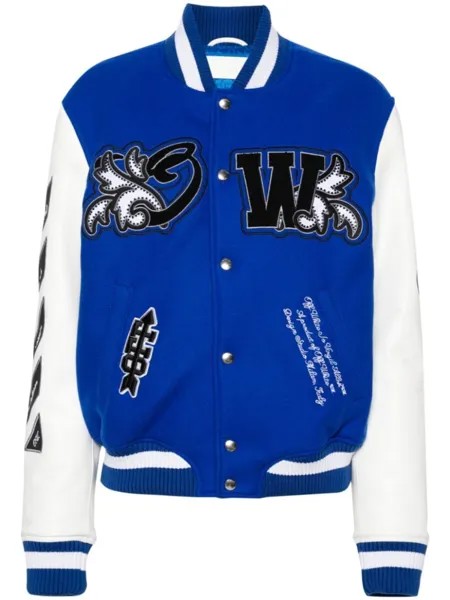 Off-White куртка Wo с нашивкой-логотипом, синий