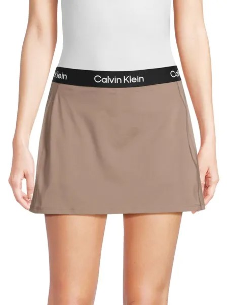 Мини-юбка трапециевидной формы с поясом и логотипом Calvin Klein, цвет Moon Rock