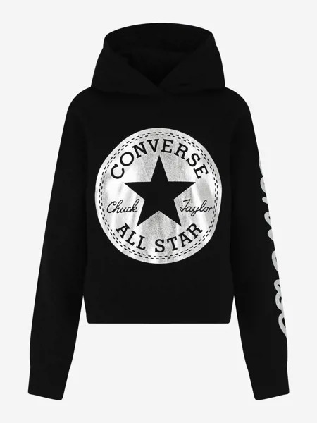 Худи для девочек Converse Cropped, Черный