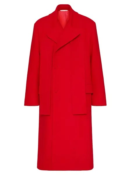 Двубортное шерстяное пальто с воротником-шарфом Valentino Garavani, красный