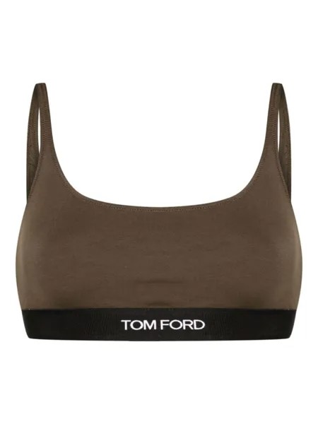 TOM FORD бюстгальтер-бралетт с жаккардовым логотипом, зеленый