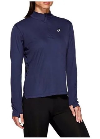 Лонгслив женский ASICS 2012A033 404 SILVER LS 1/2 ZIP TOP синий полиэстер цвет синий размер L