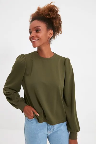 Свитшот женский Trendyol TWOAW22SW1582 хаки XS