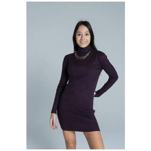 Платье-лапша Nebo, хлопок, прилегающее, мини, размер 42,44,46, фиолетовый