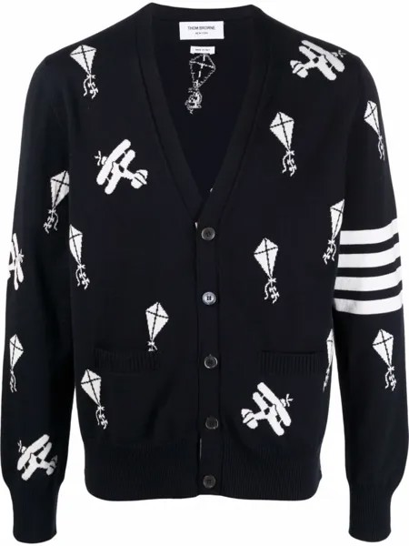 Thom Browne кардиган Sky Icons с полосками 4-Bar, синий