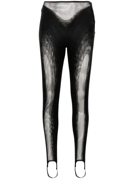 Mugler сетчатые легинсы со штрипками, черный