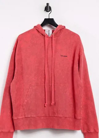 Красный выбеленный oversized-худи от комплекта COLLUSION Unisex