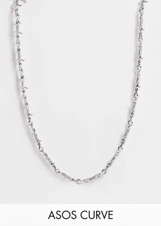 Серебристое тонкое ожерелье с дизайном «колючая проволока» ASOS DESIGN Curve-Серебряный