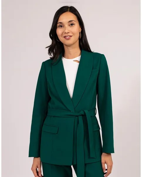 Женский пиджак с лацканами и застежкой на пуговицы Naf Naf, темно-зеленый