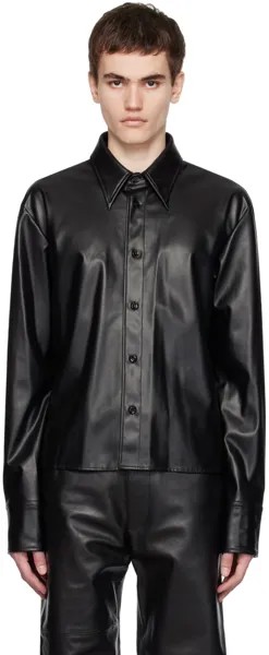 Черная рубашка из искусственной кожи на пуговицах MM6 Maison Margiela