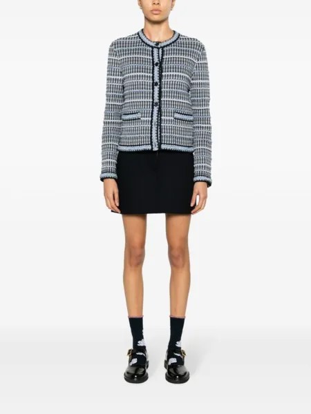 Thom Browne твидовый кардиган с круглым вырезом, синий
