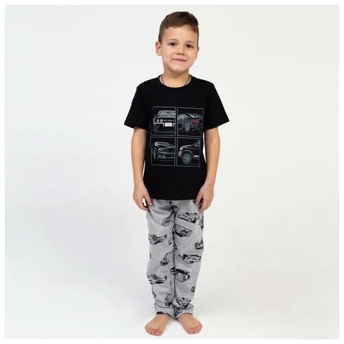 Пижама Без бренда для мальчиков, футболка, брюки, размер 28, серый, черный