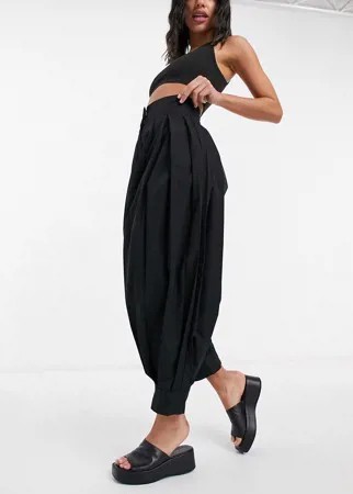 Черные плиссированные брюки с манжетами Ghospell-Черный цвет