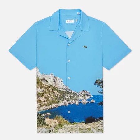 Мужская рубашка Lacoste Hawaiian Print, цвет голубой, размер 40