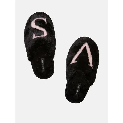 Тапочки  Victoria's Secret Closed-Toe Faux Fur Slipper, размер M, черный