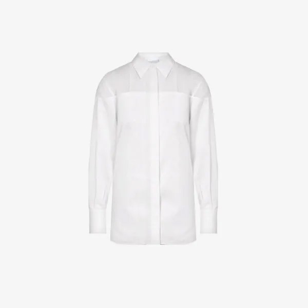 Рубашка свободного кроя из хлопкового поплина с прозрачными вставками Helmut Lang, белый