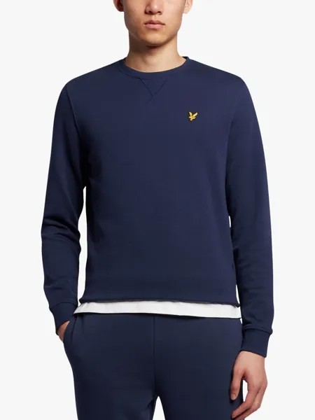 Классический джемпер с круглым вырезом Lyle & Scott, темно-синий
