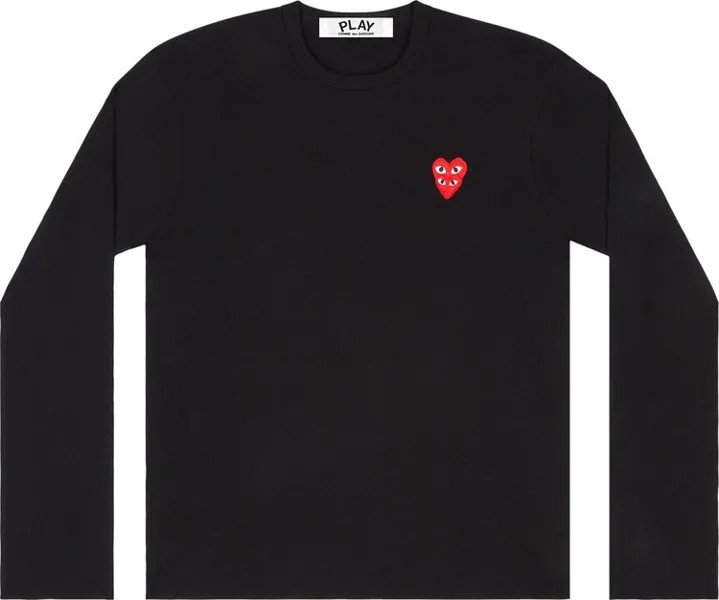 Лонгслив Comme des Garçons PLAY Double Heart Logo Long-Sleeve Tee 'Black', черный