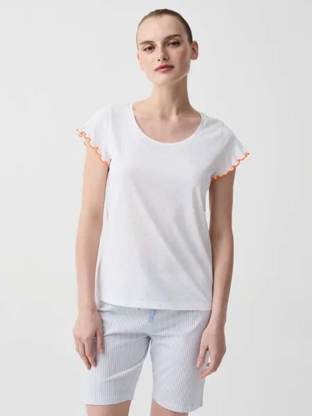 Полосатые хлопковые пижамные шорты с кулиской Ovs, цвет white/light blue