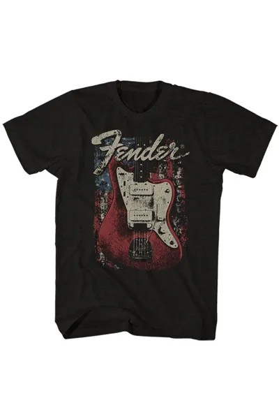 Хлопковая футболка с потертостями под гитару Fender, черный