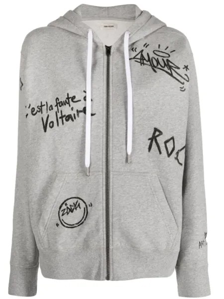 Zadig&Voltaire худи Spencer Manifesto Tag из органического хлопка, серый