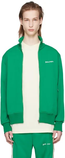 Зеленая спортивная куртка в полоску Palm Angels, цвет Green/Off white