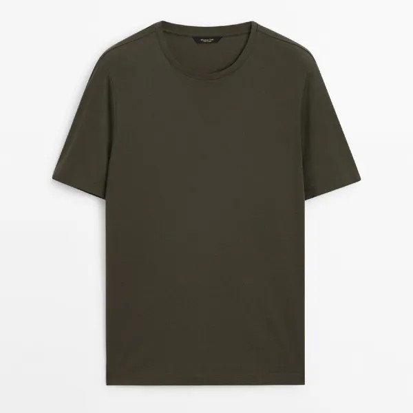 Футболка Massimo Dutti Short Sleeve Mercerised Cotton, зеленый