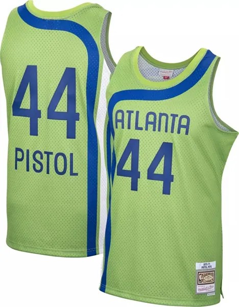 Мужская майка Mitchell & Ness 1970 Atlanta Hawks Pete Maravich # 44 Green Hardwood Classics Swingman