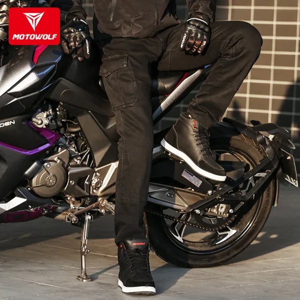 Мотоцикл MotoWolf джинсы для езды осень износостойкие для верховой езды штаны весенне-осенний Повседневный джинсовый комбинезон мужские Повседневные штаны