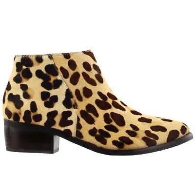 Женские бежевые повседневные ботинки Matisse Billie Cheetah с круглым носком на молнии BILL