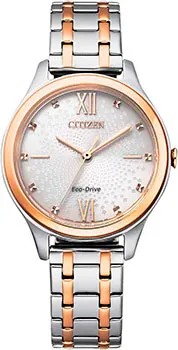 Японские наручные  женские часы Citizen EM0506-77A. Коллекция Eco-Drive