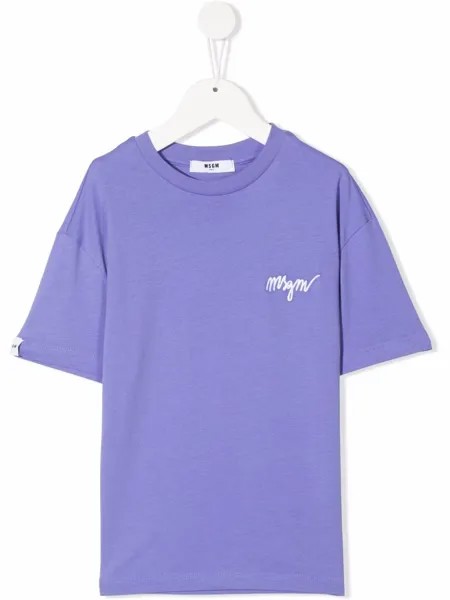 MSGM Kids футболка с вышитым логотипом