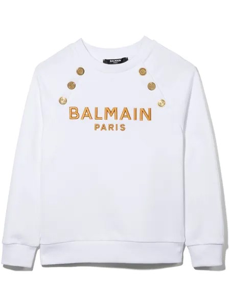 Balmain Kids logo-embroidered cotton sweatshirt