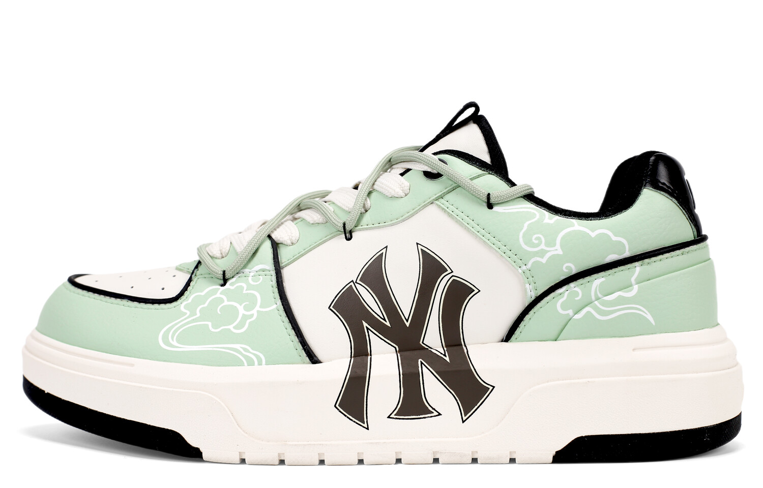 Кроссовки MLB Chunky Liner Skateboarding Shoes Unisex Low-top White/Green/Black, светло-зеленый