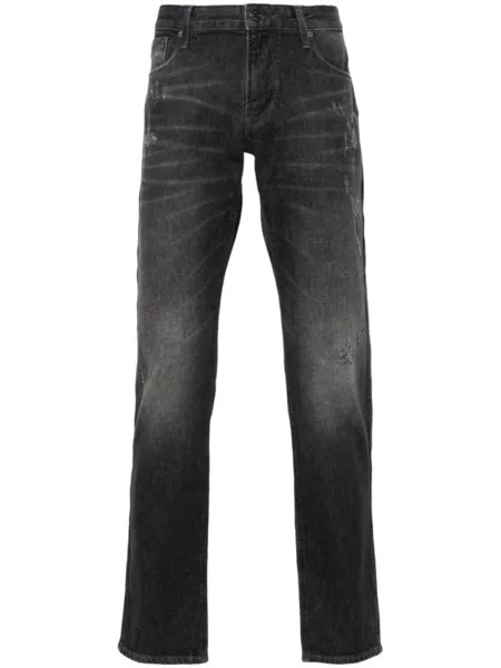 Emporio Armani узкие джинсы с эффектом потертости, черный