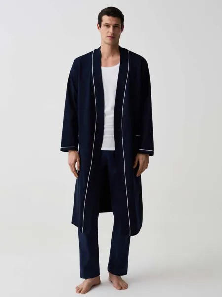 Длинный халат с контрастной окантовкой Ovs, цвет dark blue
