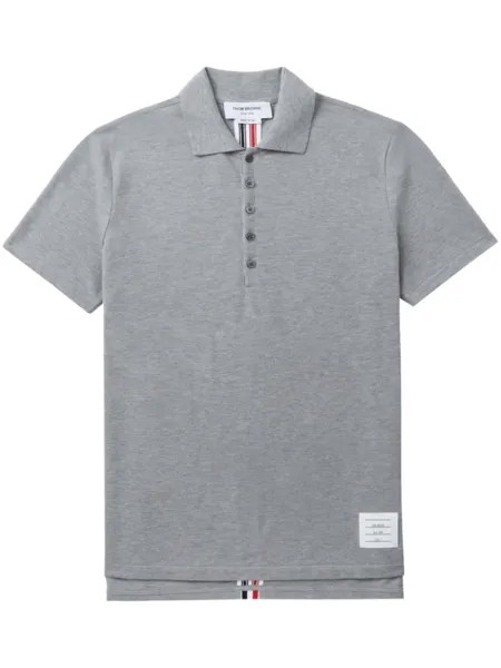 Thom Browne свободная футболка-поло с короткими рукавами и полосками, серый