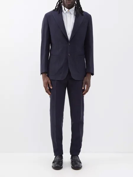 Однобортный льняной костюм Thom Sweeney, синий